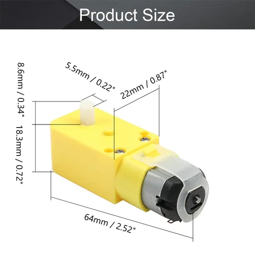 Vista 2 de Fielect Motor eléctrico de CC de 3 a 6 V TT Motor de engranajes 1:120 de doble eje para Arduino Smart Car Robot Juguetes Coches Modelos de chasis