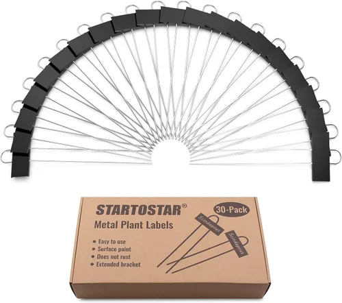 Vista 7 de STARTOSTAR Paquete de 30 etiquetas metálicas para plantas resistentes a la intemperie, altura de 10.6 pulgadas, área de etiqueta de 3.5 x 1.2
