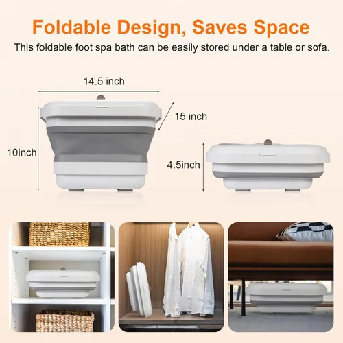 Vista 5 de Masajeador de baño plegable para pies con calor, burbujas A-blanco