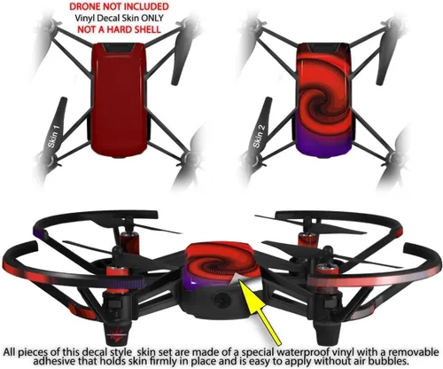 Vista 2 de Skin Decal Wrap 2 Pack para DJI Ryze Tello Drone Solids Collection rojo oscuro dron no incluido