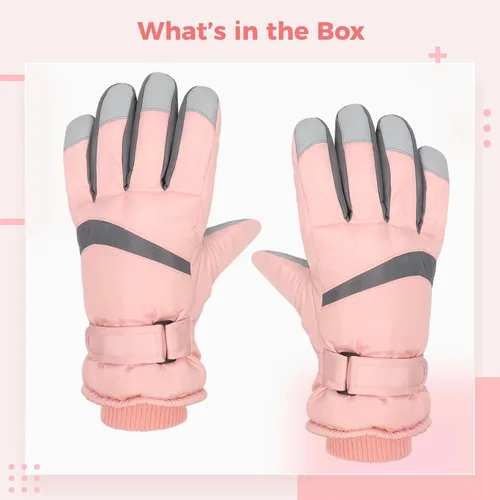 Vista 5 de Winter Ski Gloves for Women, Touchscreen Winter Gloves, Warm Water-Proof Gloves, Dream Pink Gloves, for Women Bike Riding Skiing Hiking Motorcycle