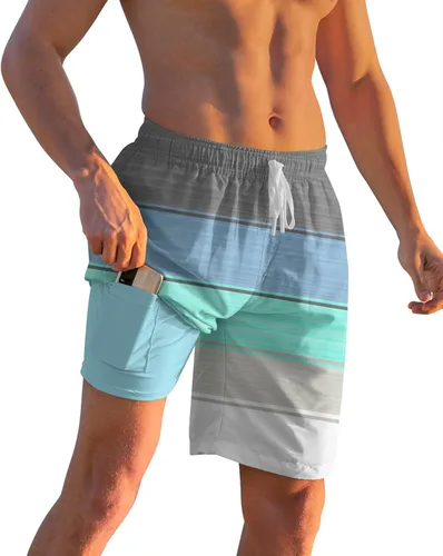Vista 8 de Cozople Traje de baño para hombre con forro de compresión de 9 pulgadas, traje de baño de secado rápido