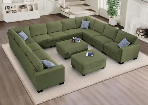 Vista 33 de Legend Vansen - Sofá modular de gran tamaño, sofá de pana en forma de U/L con otomana, asiento profundo y cojín extraíble, fácil montaje para sala