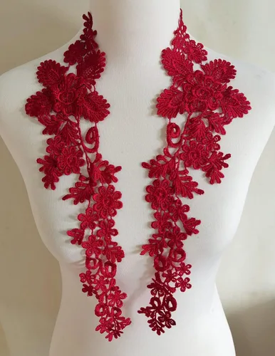 Vista 23 de 1 par de apliques de bordado para boda, encaje floral, adornos de costura (negro A)