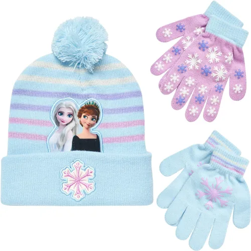 Vista 11 de Disney - Gorro de invierno para niñas y 2 pares de guantes o manoplas (edad 2-7)