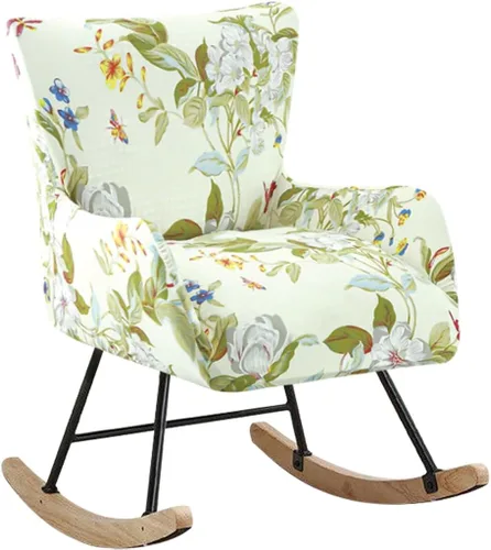 Vista 11 de Funda elástica para silla mecedora de guardería, funda estampada para sillón con acento mecedor, para sala de estar, dormitorio, oficinas, 01
