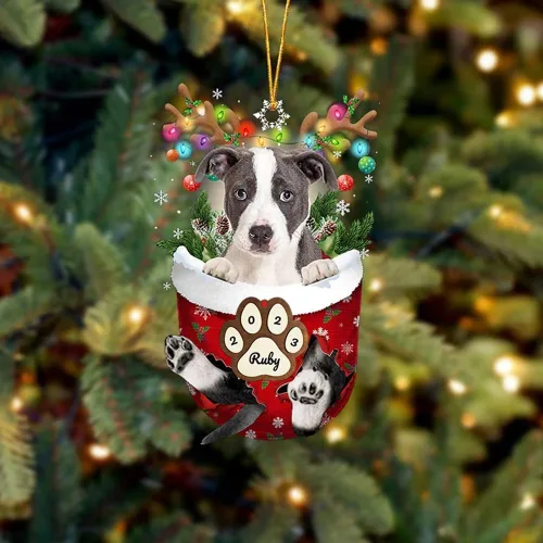 Vista 156 de Adornos personalizados de Pug cervatillo – Decoración personalizada para árbol de Navidad con patas de bolsillo de nieve