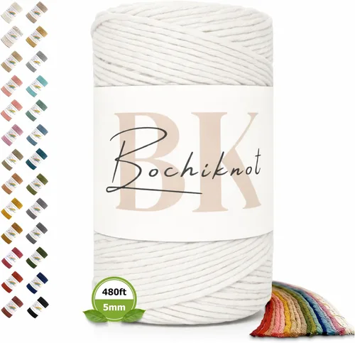 Vista 28 de BOCHIKNOT Cordón de macramé de 3 mm x 302 m - Cordón de macramé de hebra única para colgantes de pared, perchas de plantas - Cordón de macramé de 3