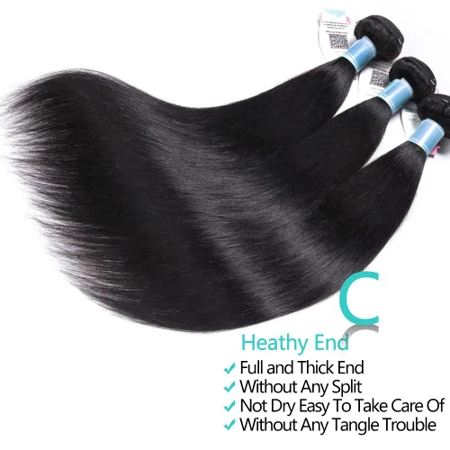 Vista 5 de Mechones de cabello 10A Remy peruano, cabello lacio, sedoso, 100 % sin procesar