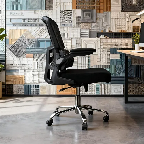 Vista 2 de Logicfox Silla de oficina ergonómica con soporte lumbar 2D adaptable y brazos abatibles, silla de escritorio de malla transpirable para aliviar