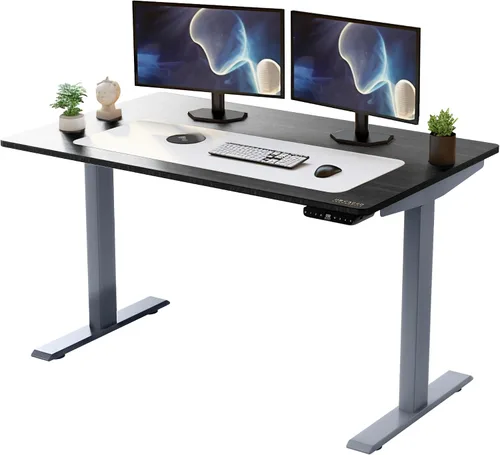 Vista 14 de Rise Up - Escritorio eléctrico de pie de altura ajustable de 24 a 49 pulgadas, doble motor, escritorio de pie grande de bambú de una pieza, 48 x 30