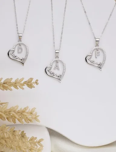 Vista 5 de ITS4YEO 925 Sterling Silver Infinity Heart Pendant Initial Necklaces Silver Necklace Zircon Pendant Necklaces for Women Jewelry Gift for Women Wife