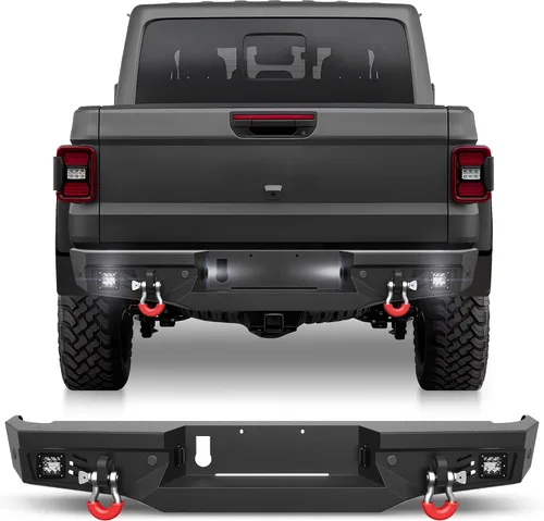 Vista 10 de Parachoques delantero compatible con Jeep Wrangler JK JL y Gladiator JT 2007-2025, parachoques de ancho completo todoterreno con placa