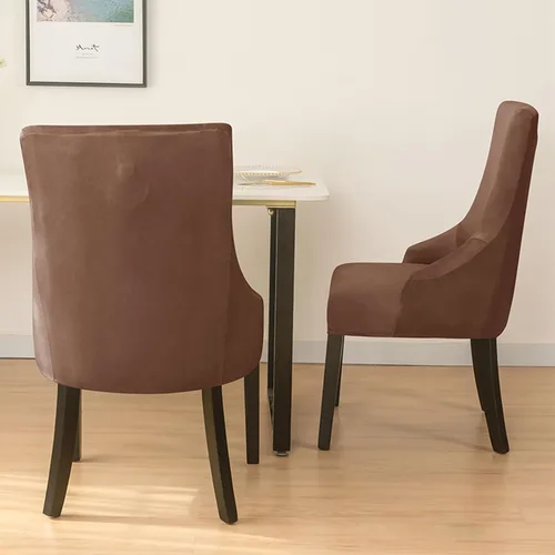 Vista 5 de N/A Funda elástica de terciopelo para silla con respaldo de ala, sin brazos, reutilizable, funda para silla lateral con respaldo de ala, fundas