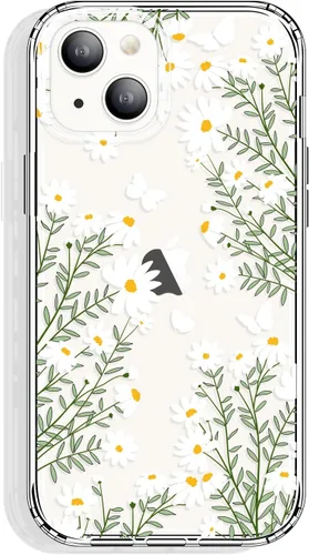 Vista 17 de GYZYA Funda transparente para iPhone 14 y iPhone 13 de 6.1 pulgadas con diseño de patrón, funda protectora delgada de TPU + parachoques a prueba