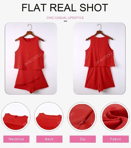 Vista 3 de Dokotoo Enterizo para mujer, con cuello halter, sin mangas, estampado floral y color sólido