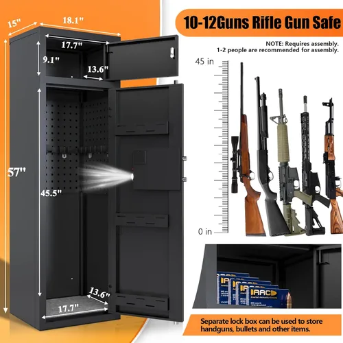 Vista 2 de KAER Caja fuerte para 12 15 armas para rifles y pistolas Gabinete electrónico para armas para rifles y escopetas Cajas fuertes grandes para rifles