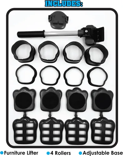 Vista 3 de Elevador de muebles resistente con 4 deslizadores para un movimiento fácil y seguro, rodillo para electrodomésticos adecuado para sofás, sofás cama