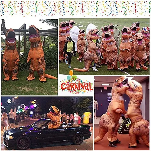 Vista 4 de Ekuuga T-Rex - Disfraz inflable de dinosaurio marrón, disfraz de Halloween, disfraz de cosplay
