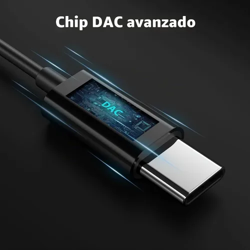 Vista 6 de Auriculares USB C con cable abiertos sobre la oreja Bud para Apple/Android
