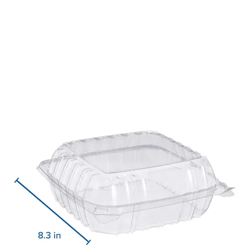 Vista 2 de Dart C90PST1 ClearSeal Contenedores de plástico con bisagras, transparentes, 8.2 x 8.3 x 3 pulgadas, caja de 250