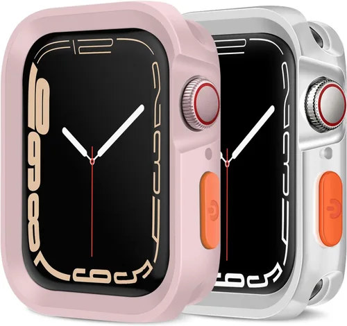 Vista 26 de Amizee 2 Pack Estuche Resistente Compatible con Apple Watch Serie 9/8/7 41mm SE 3/2/1 Serie 6/5/4 40mm, Funda Protectora Amortiguadora de TPU Blanda