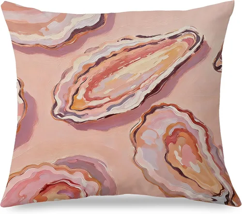 Vista 15 de Fundas de almohada costeras de langosta, fundas de almohada náuticas de langosta roja de Nueva Inglaterra con rayas azules y blancas para casa