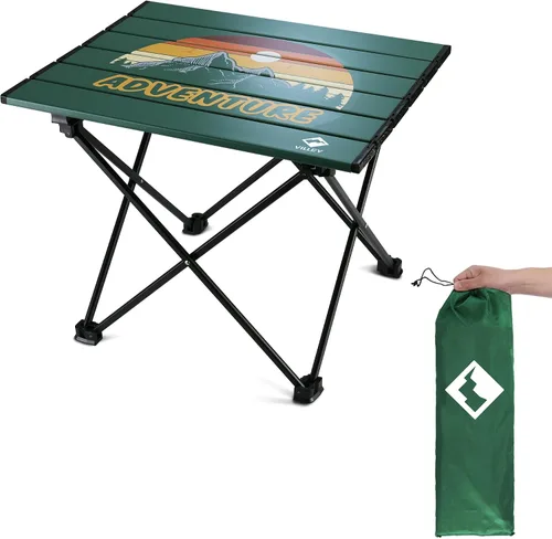Vista 13 de VILLEY - Mesa auxiliar de aluminio portátil, ultraligera y plegable con bolsa de transporte, para acampar, cocinar al aire libre, picnic