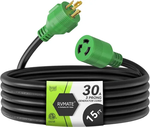 Vista 10 de RVMATE Cable de extensión para generador de 3 clavijas y 30 amperios, 10 pies, NEMA L5-30P/L5-30R 125V SJTW Jacket