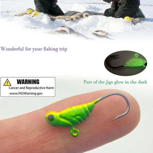 Vista 3 de 24 piezas de plantillas de pesca en hielo para Panfish Crappie Sunfish Walleye Ice Fishing Jig Box Accesorios de pesca en hielo Caja de aparejos