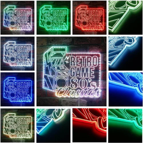 Vista 3 de ADVPRO Arcade Retro Game Classics Video Room RGB Dynamic Glam LED Sign - Forma de corte a borde - Decoración 3D inteligente - Señalización