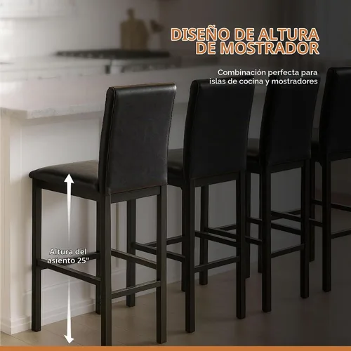 Vista 5 de Homelegance Tempe - Silla de comedor (4 unidades), piel sintética, color marrón oscuro