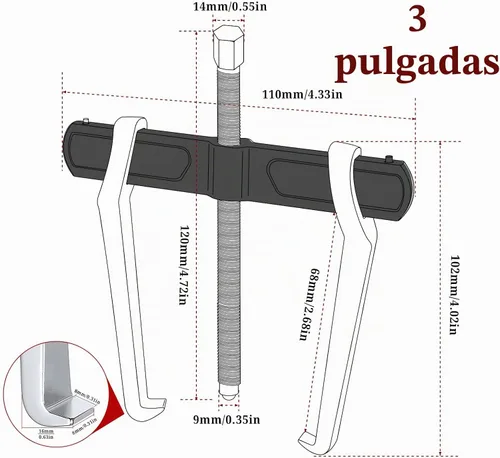 Vista 5 de BILITOOLS Extractor de engranajes de 3", de 2 mordazas, interno y externo para la extracción de poleas, volantes, rodamientos y brazos