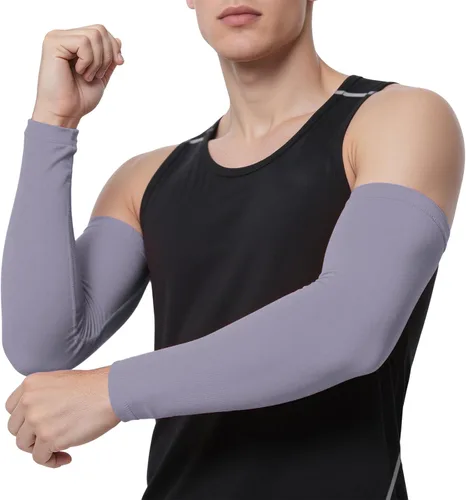 Vista 17 de TOPTIE 1 par de mangas de brazo para hombres y mujeres, manga de compresión 1 par Blanco