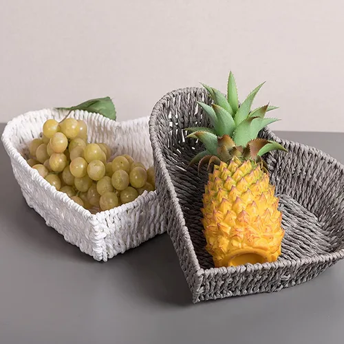 Vista 2 de Cesta en forma de corazón, cesta de picnic linda para almacenamiento de pan Negro