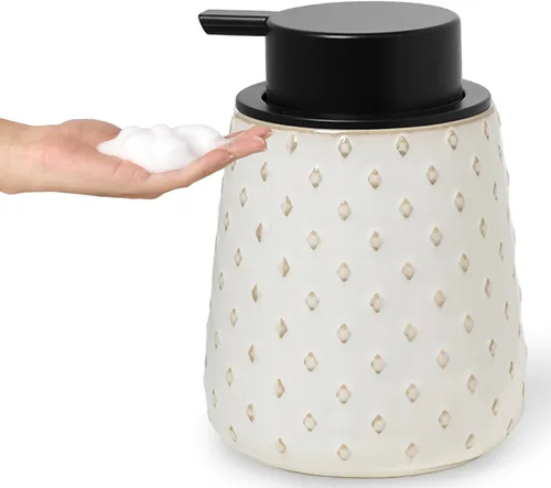 Vista 10 de Dispensador de jabón con bomba fácil de prensar, dispensador de jabón de manos recargable de 12 onzas, encimera de baño y fregadero de cocina