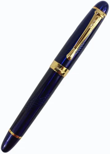 Vista 2 de Gullor Pluma estilográfica 450 azul con líneas talladas punta mediana