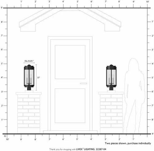 Vista 5 de Livex Lighting 22387-91 - Farol para exteriores, 3 luces, níquel
