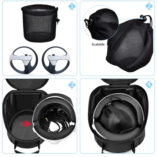Vista 3 de Steadtep Carrying Bag Compatible with PS VR2 Gaming Headset and Touch Controllers, Also Fit for Meta Quest 3, for Oculus Quest 2, Travel Storage