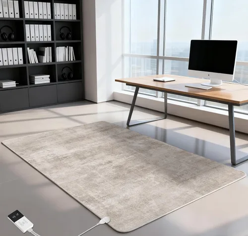 Vista 12 de Alfombra Eléctrica Calefactora de 35 x 55 pulgadas, Alfombra de Calefacción de Felpa Suave, Tapete Calefactor para Piso con Temporizador