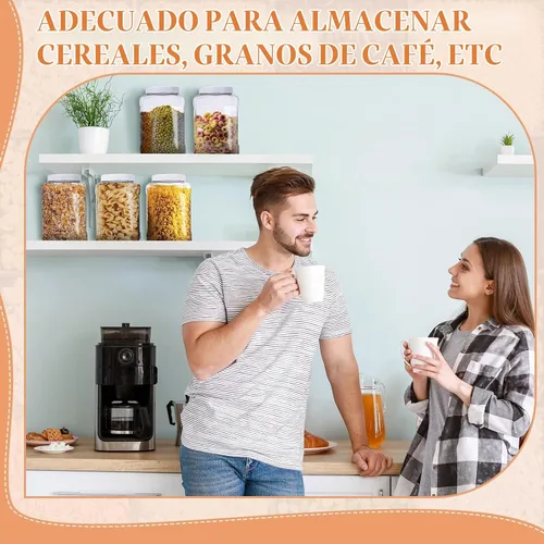 Vista 6 de Paquete de 12 tarros de plástico de 1 galón con tapa, contenedores de almacenamiento transparentes, recipientes vacíos multiusos, recipientes