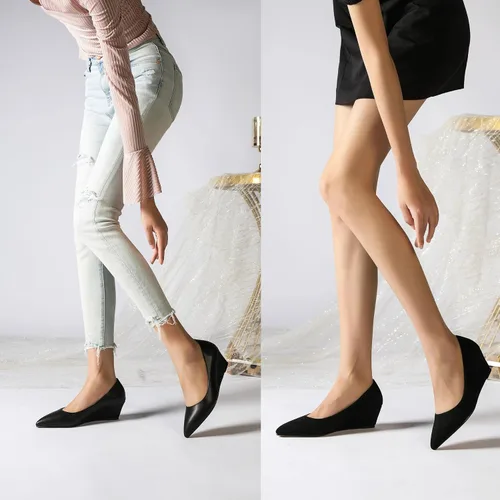 Vista 5 de MOVINSTEPS Zapatos de tacón bajo con cuña para mujer, con puntera puntiaguda, de 2 pulgadas