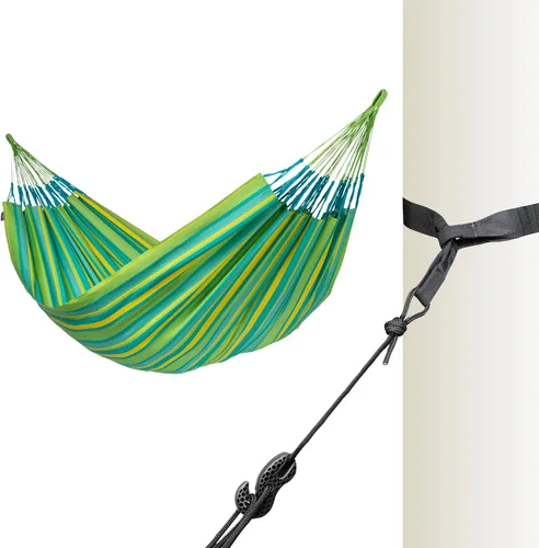 Vista 35 de LA SIESTA Brisa - Hamaca clásica colgante, hecha a mano, resistente a la intemperie, resistente a roturas para relajación en interiores y Almendra