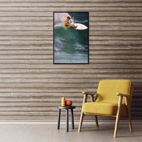 Vista 4 de Póster de surf oceánico azul de los años 90, arte de pared de verano y playa, surfista costero, hombres, deportes extremos de agua, impresiones