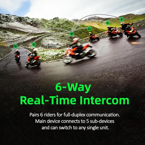 Vista 5 de EJEAS V6 Pro - Auriculares con sistema de comunicación Bluetooth con 3,937.0 ft impermeable/reducción de ruido/llamadas manos libres/música
