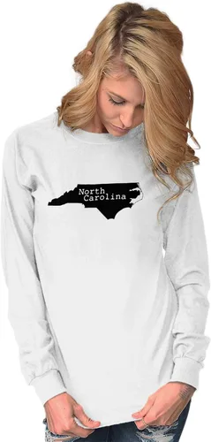 Vista 15 de North Carolina State Map Shape Souvenir NC Camiseta de manga larga para hombres y mujeres