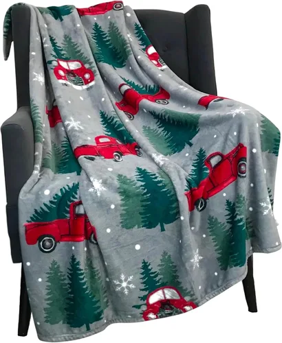 Vista 18 de Manta de Forro Polar para las Fiestas Navideñas: Corona Tradicional de Decoración del Hogar con Saludos Cheers Merry Peace Joy sobre Fondo Beige