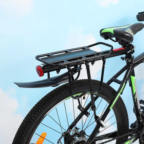 Vista 2 de HANABASS 1 Unidades de soporte de carga para bicicleta, soporte trasero ligero con liberación rápida flexible de montaje guardabarros