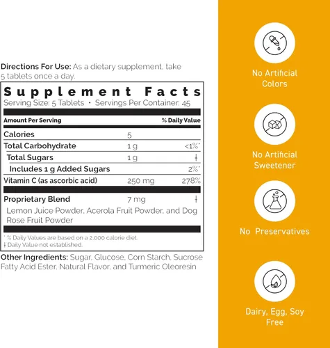 Vista 6 de Umeken C-Balance - Masticables de vitamina C, extracto de acerola y limón, apoyo inmunológico de alta potencia para adultos y niños, 2.28 oz