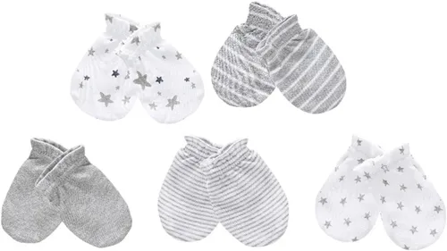 Vista 3 de Conjunto de gorro y manoplas para bebé recién nacido, gorras para bebés, niños y niñas de 0 a 6 meses, 100% algodón